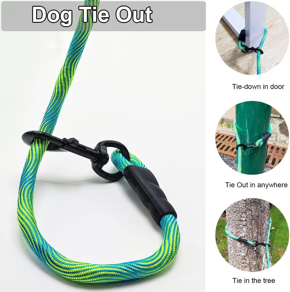 8Ft 12Ft 20Ft 30Ft 50Ft 75Ft Dog Tie Out Long Tether Rope Dog Lead, Outdoor Yard Leash, Large Medium Dogs Training, Playing, Camping, Backyard (Green, 50 Foot)